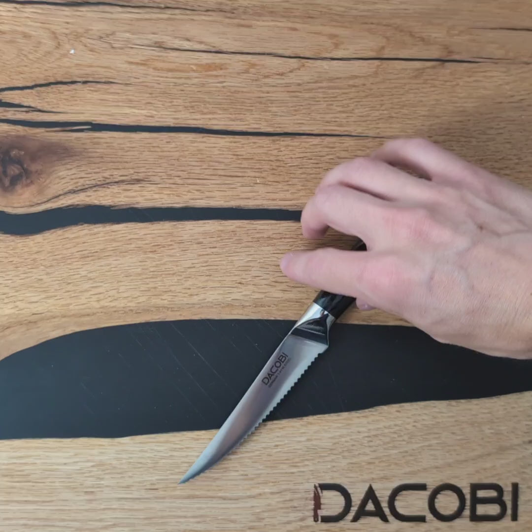 Cuțit pentru steak oțel german, mâner lemn pakka, 11 cm (C51)
