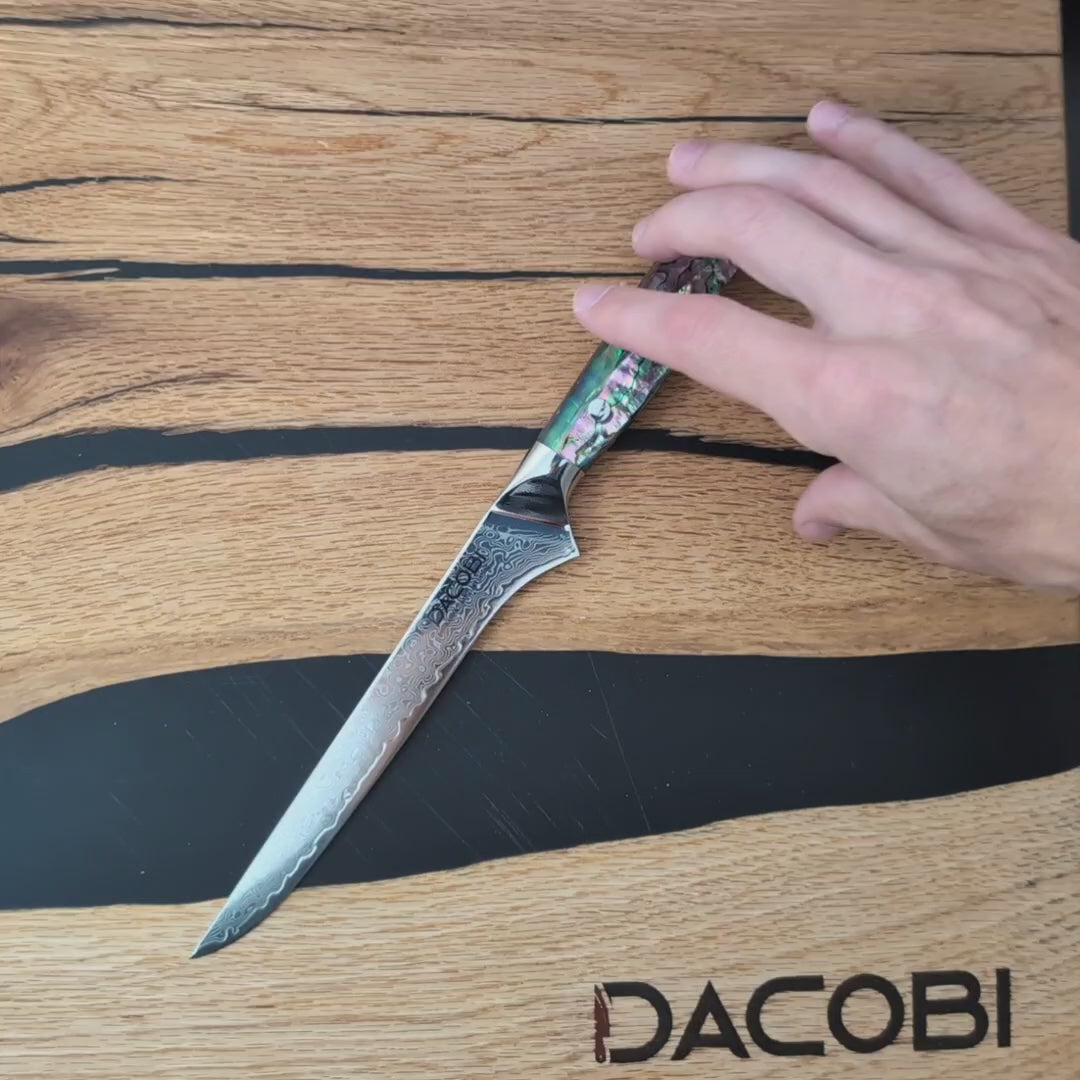 Cuțit pentru filetat oțel damasc, 15 cm (C44)