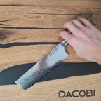 Cuțit Profesional Nakiri, oțel damasc, mâner lemn sycamore, 18 cm (C64)