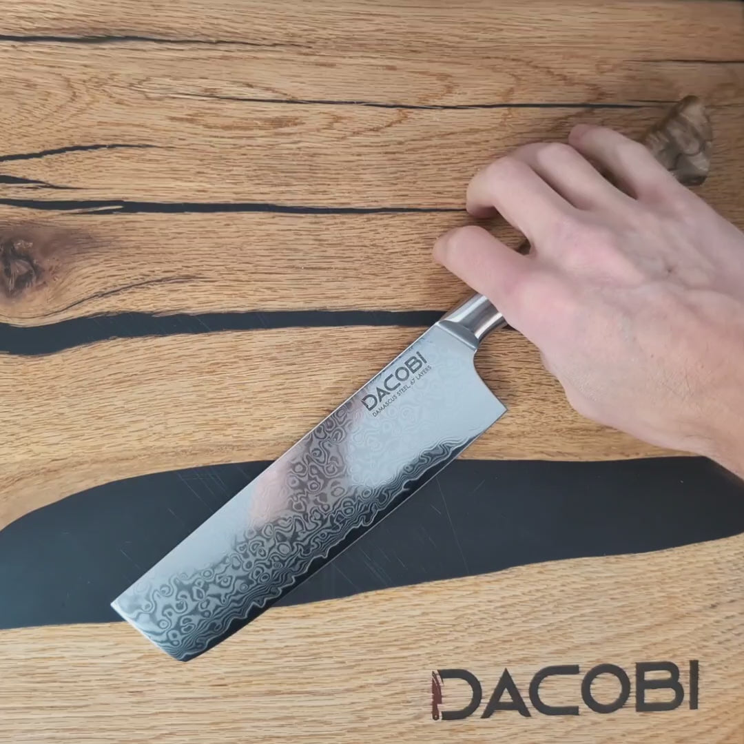 Cuțit Profesional Nakiri, oțel damasc, mâner lemn sycamore, 18 cm (C64)