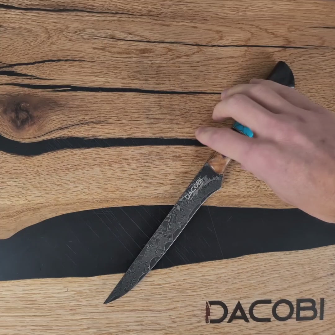 Cuțit pentru filetat oțel damasc, 15.5 cm (C69)