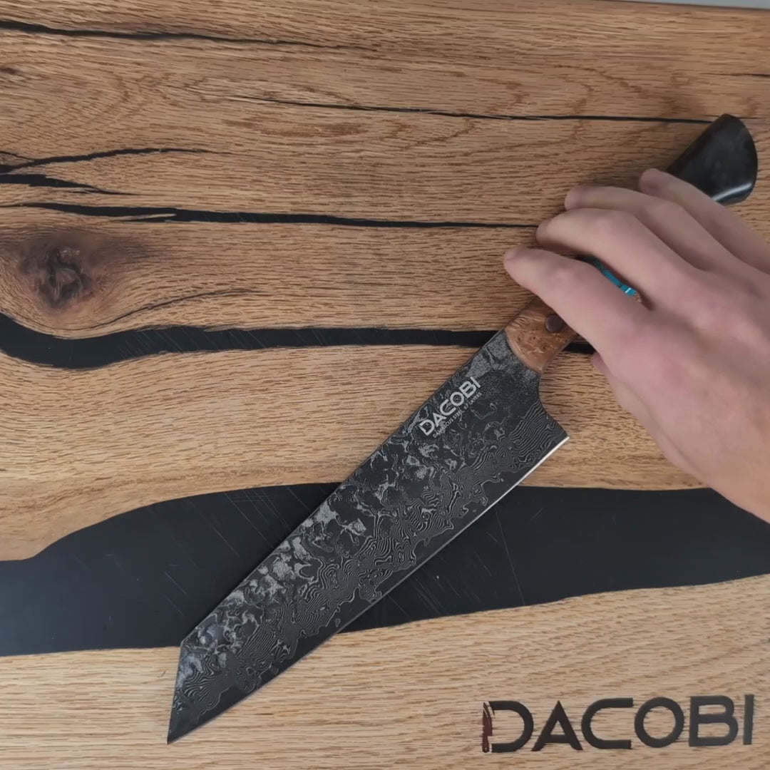 Cuțit profesional Kiritsuke, oțel damasc, mâner ergonomic, 20 cm (C68)