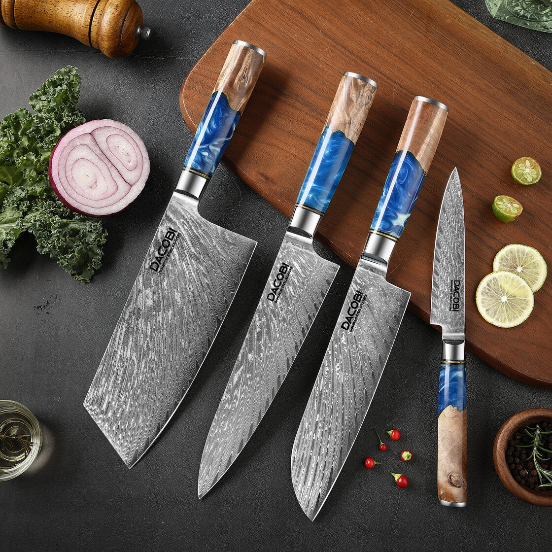 Set de cuțite profesionale, oțel de damasc, D1 - DACOBI.ro