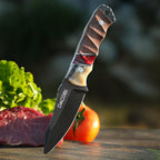 Cuțit Grizzly pentru camping, mâner lemn și corn, oțel D2