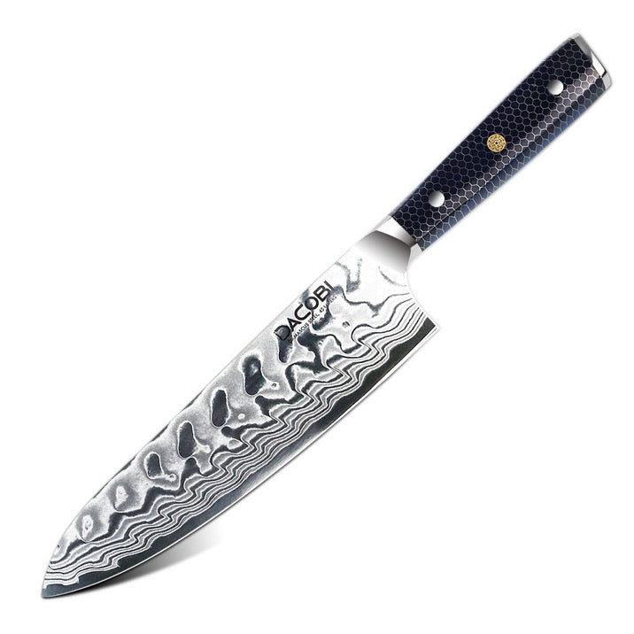 Cuțitul bucătarului, cuțitul pentru profesioniști, oțel damasc, mâner rășină model fagure, 20 cm (C15) - DACOBI.ro