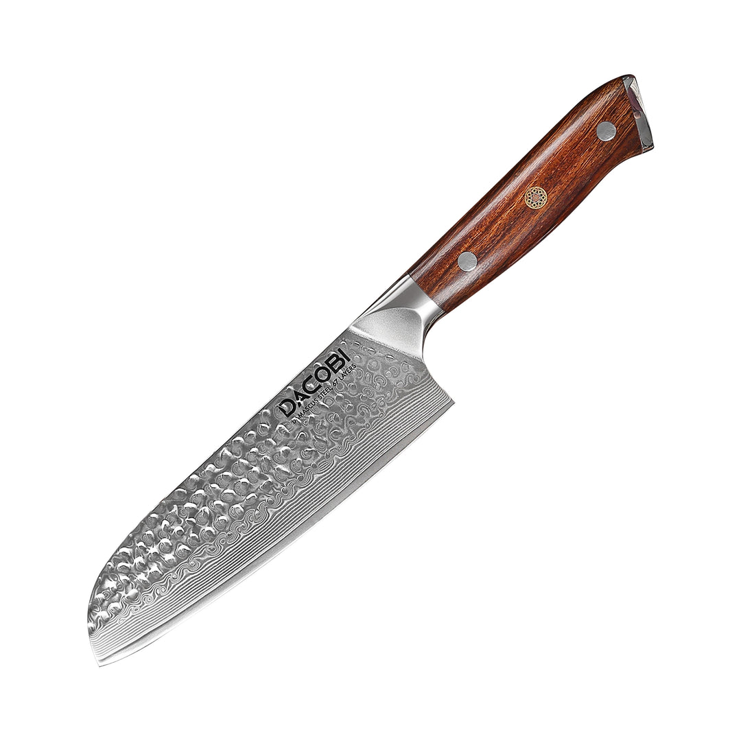 Cuțit Santoku profesional, mâner lemn desert ironwood, 18 cm (C39) - DACOBI.ro