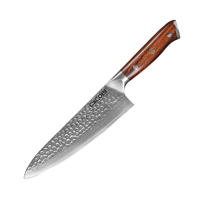 Cuțitul bucătarului profesional, oțel damasc, mâner lemn desert ironwood, 21 cm (C40) - DACOBI.ro