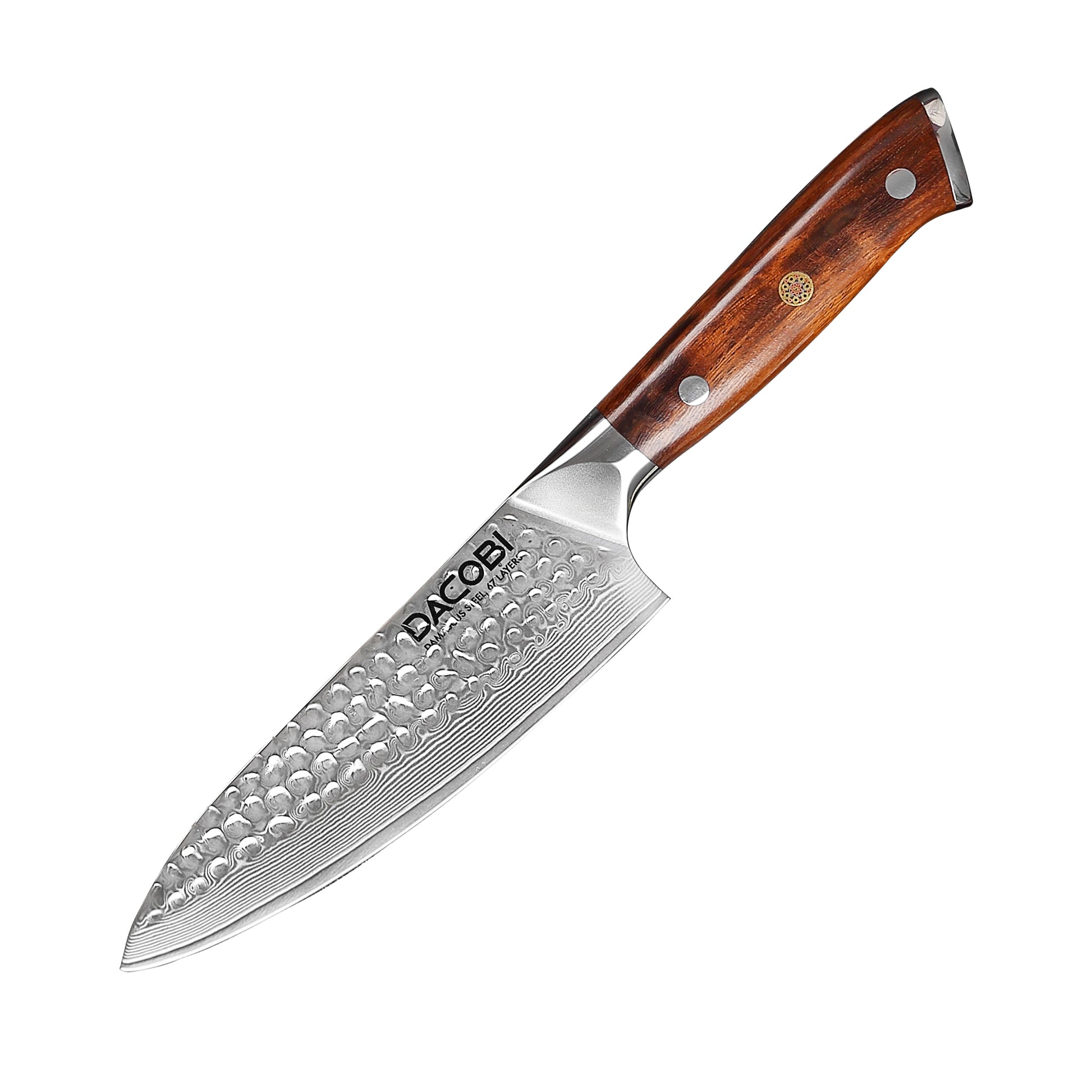 Cuțitul bucătarului, oțel damasc, mâner lemn desert ironwood, 16.5 cm (C41) - DACOBI.ro