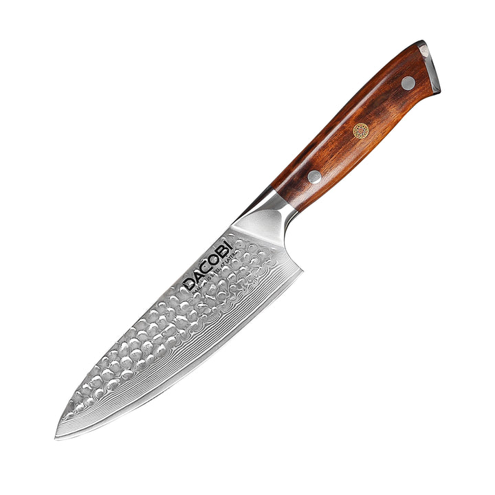 Cuțitul bucătarului, oțel damasc, mâner lemn desert ironwood, 16.5 cm (C41) - DACOBI.ro