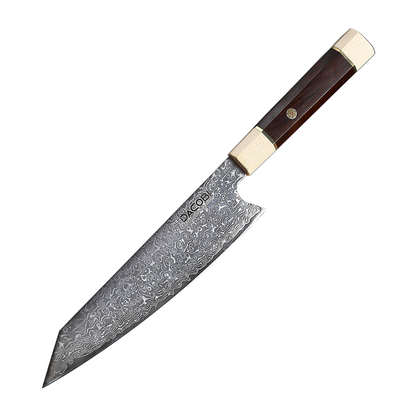 Cuțit Kiritsuke, cuțit profesional, mâner lemn trandafir, Kiritsuke oțel damasc, 20.5 cm (C13) - DACOBI.ro